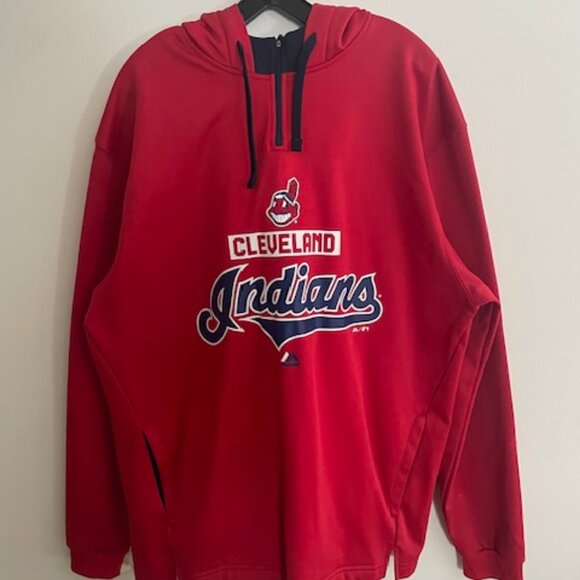 MAJESTIC MENS CLEVELAND INDIANS CHIEF WAHOO HOODIE PULLOVER MLB Never Worn XL - Picture 1 of 4